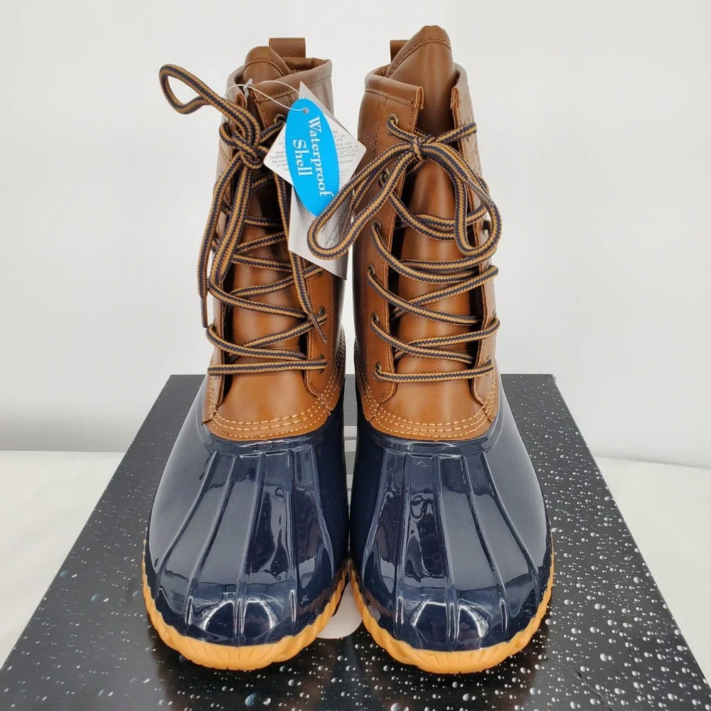 Totes Womens 8M ArielTan Waterproof Duck Winter‎ Lace Up Boots Brown Blue New